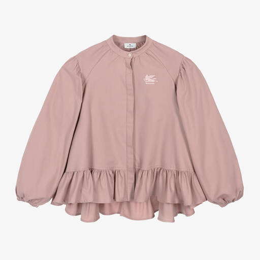 Etro-Girls Pink Pegaso Logo Cotton Blouse  | Childrensalon