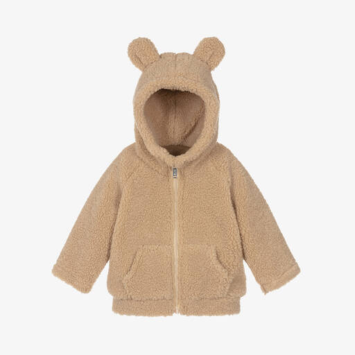 Everything Must Change-Beige Borg Fleece Hooded Baby Jacket | Childrensalon