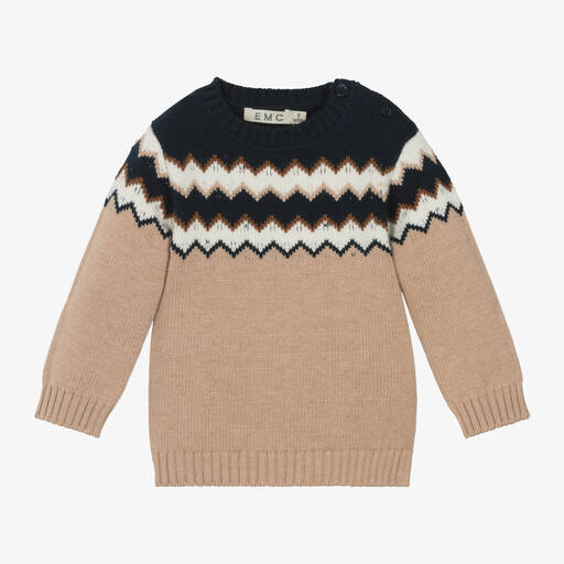 Everything Must Change-Boys Beige Cotton Knit Sweater | Childrensalon