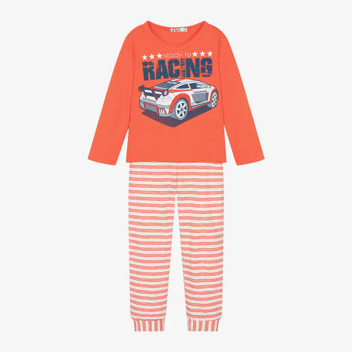 Everything Must Change-Boys Orange Racing Car Cotton Pyjamas | Childrensalon
