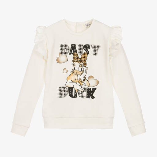 Everything Must Change-Girls Ivory Cotton Disney Sweatshirt | Childrensalon