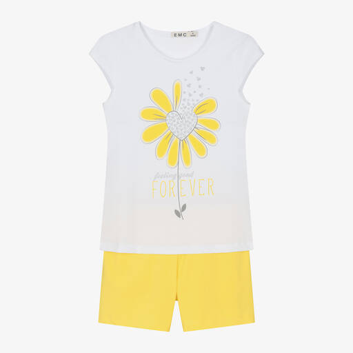 Everything Must Change-Girls Yellow Flower Cotton Pyjamas | Childrensalon