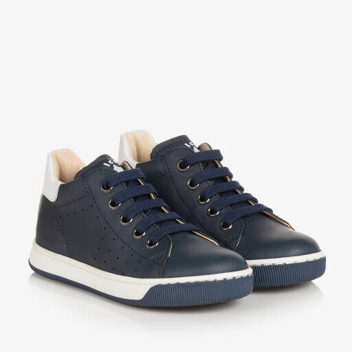 Falcotto by Naturino-Boys Navy Blue Leather Trainers | Childrensalon