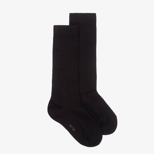 Falke-Chaussettes montantes noires en coton | Childrensalon
