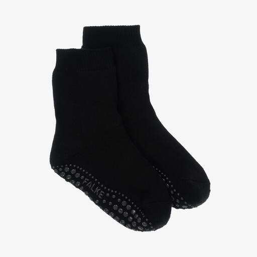 Falke-Black Cotton Wool Slipper Socks | Childrensalon