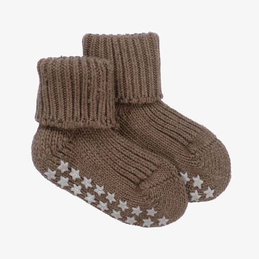 Falke-Chaussons-chaussettes marron en coton bébé | Childrensalon