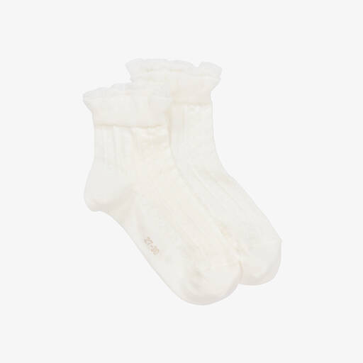 Falke-Кремовые носки из хлопка для девочек | Childrensalon