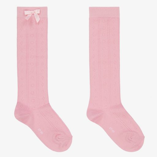 Falke-Girls Pink Cotton Knee Socks | Childrensalon