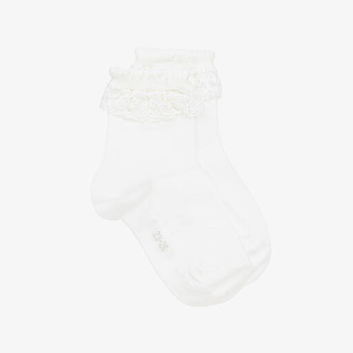 Falke-Chaussettes blanches en coton Fille  | Childrensalon