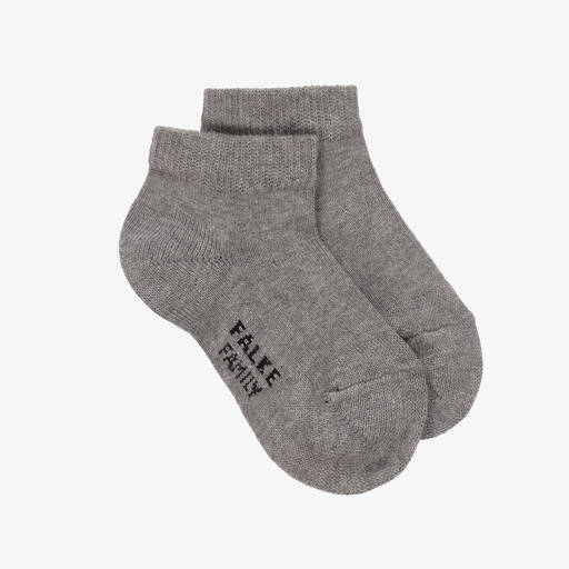 Falke-Grey Cotton Ankle Socks | Childrensalon