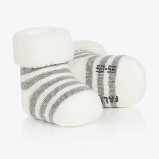 Falke-Ivory & Grey Cotton Baby Socks | Childrensalon