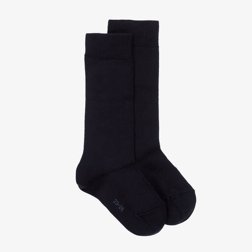 Falke-Navy Blue Cotton Long Socks | Childrensalon