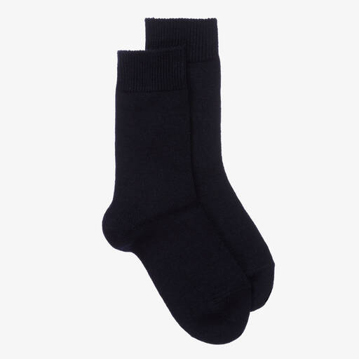 Falke-Chaussettes bleu marine en laine | Childrensalon