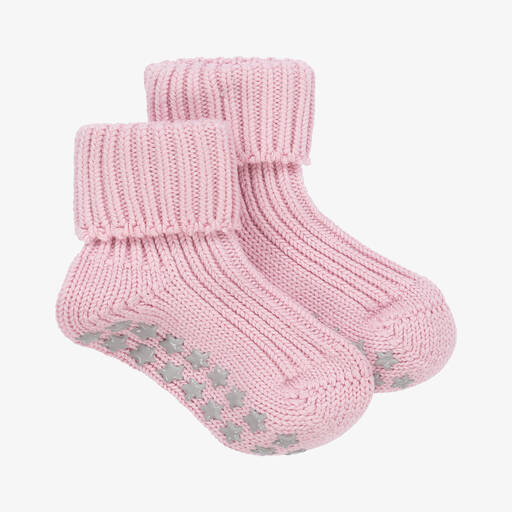 Falke-Chaussons-chaussettes roses en coton bébé | Childrensalon