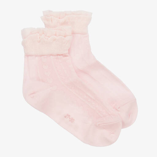 Falke-Pink Cotton Net Socks | Childrensalon