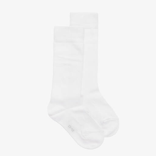 Falke-White Cotton Long Socks | Childrensalon