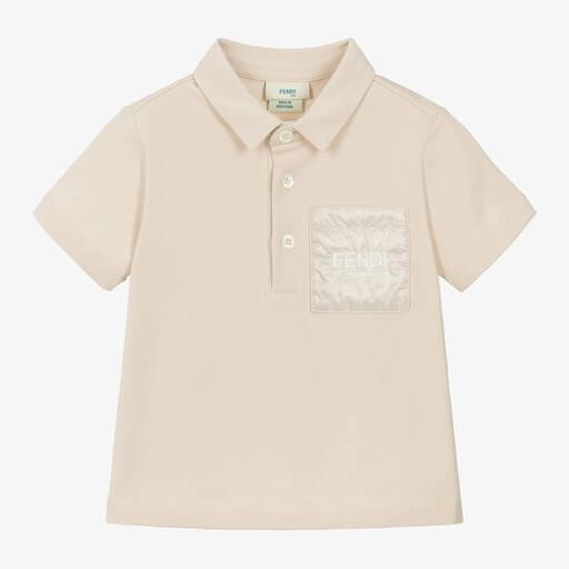 Fendi-Baby Boys Beige Cotton Polo Shirt | Childrensalon