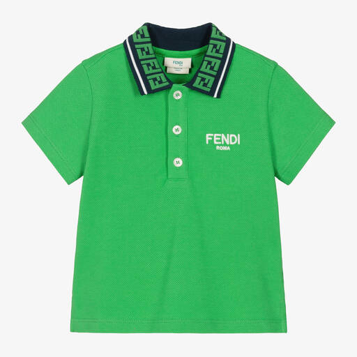 Fendi-Baby Boys Green Cotton Polo Shirt | Childrensalon