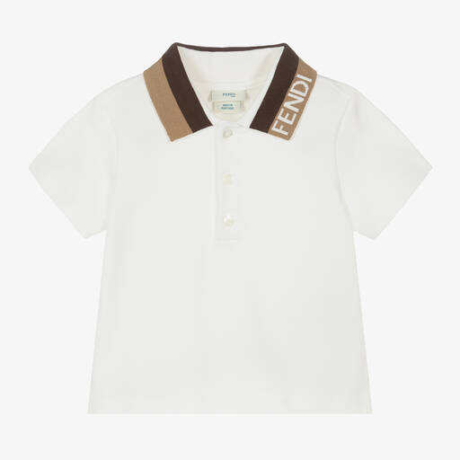 Fendi-Белая рубашка поло из хлопка для малышей | Childrensalon