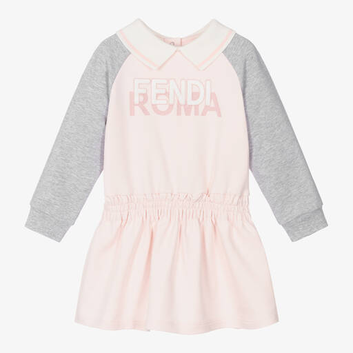 Fendi-Baby Girls Pink Cotton Fendi Roma Dress | Childrensalon