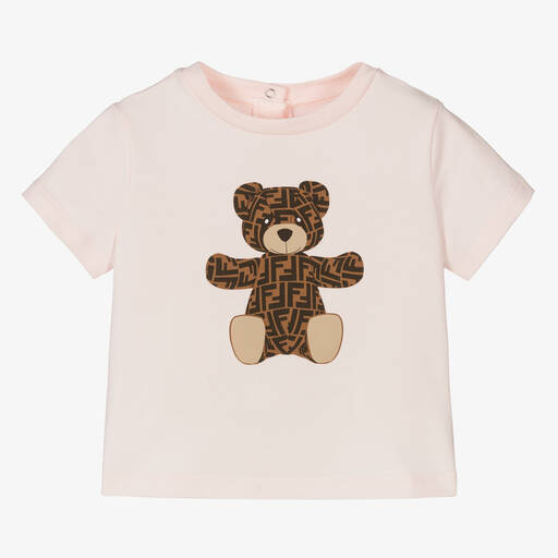 Fendi-T-shirt rose FF bébé fille | Childrensalon