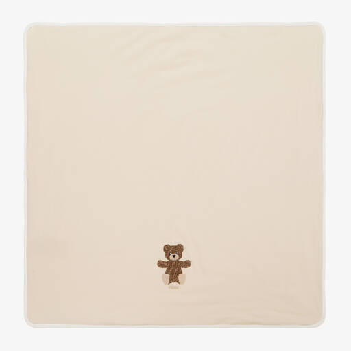 Fendi-Бежевое утепленное одеяло с медвежонком FF (80см) | Childrensalon