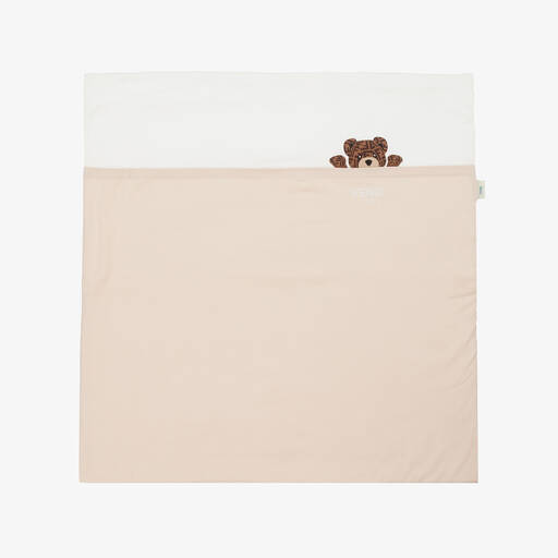 Fendi-Beige & White Cotton Blanket (83cm) | Childrensalon