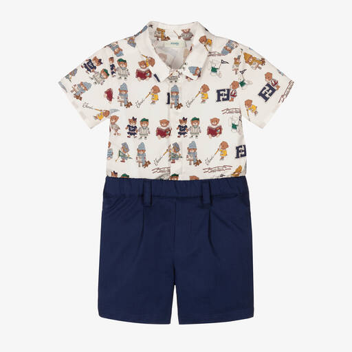 Fendi-Blue Bears Baby Buster Suit | Childrensalon