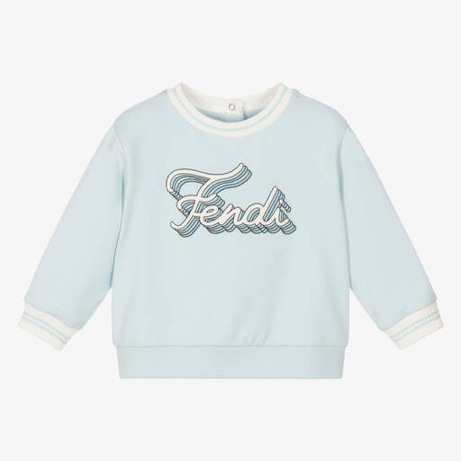 Fendi-Blue Cotton Baby Sweatshirt | Childrensalon