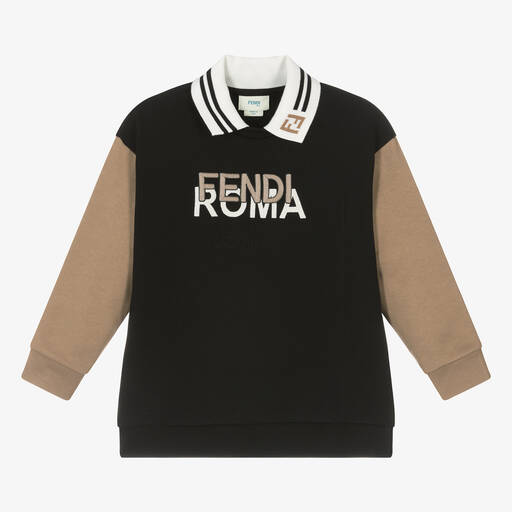 Fendi-Boys Black Cotton Sweatshirt | Childrensalon