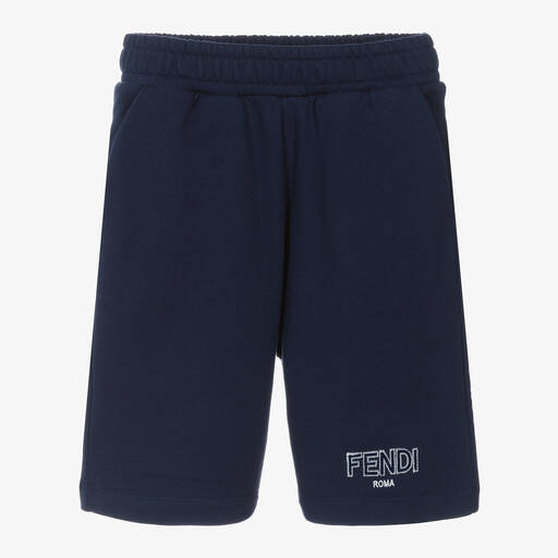 Fendi-Boys Blue Cotton Shorts | Childrensalon