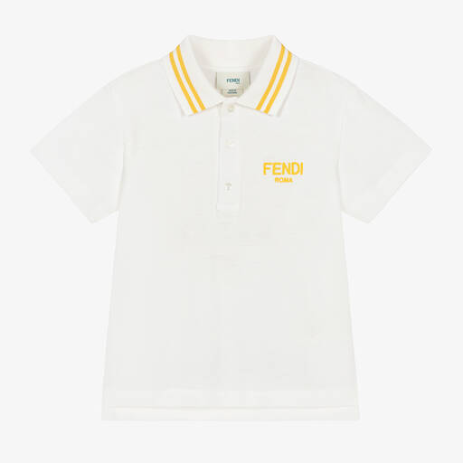 Fendi-Boys Ivory Cotton Piqué Polo Shirt | Childrensalon