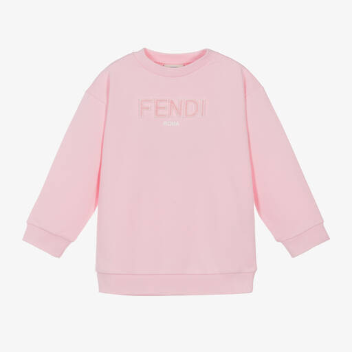 Fendi-Girls Pink Cotton Sweatshirt | Childrensalon