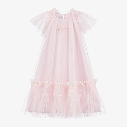Fendi-Girls Pink Tulle Dress | Childrensalon