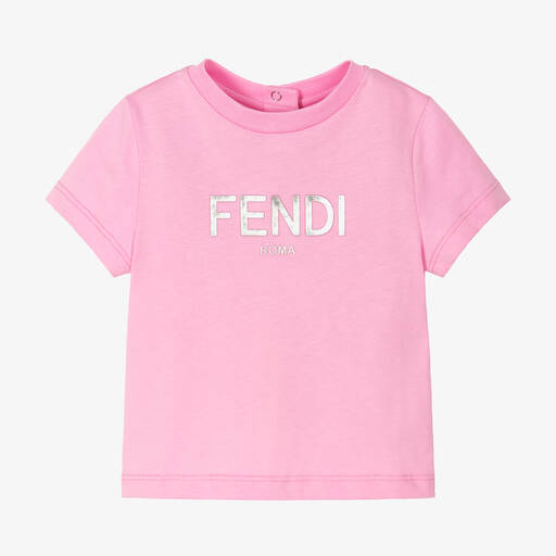 Fendi-Rosa Baby-T-Shirt aus Baumwolljersey | Childrensalon
