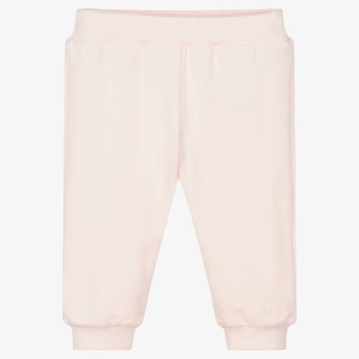 Fendi-Pink Cotton Logo Baby Trousers | Childrensalon