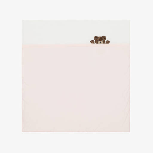 Fendi-Розовое и белое хлопковое одеяло (85см) | Childrensalon