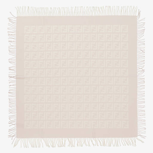 Fendi-Couverture rose en laine et cachemire FF 103 cm | Childrensalon