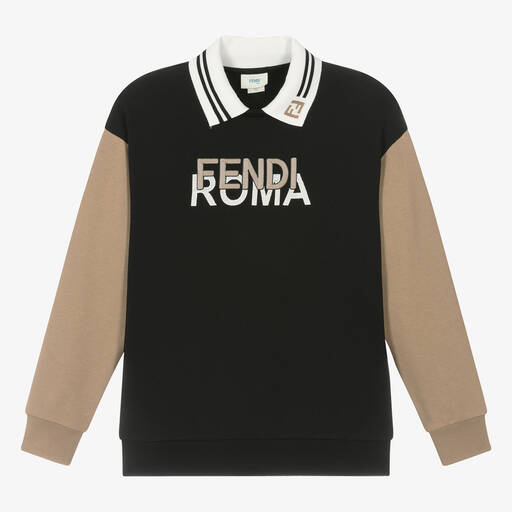 Fendi-Teen Boys Black Cotton Sweatshirt | Childrensalon