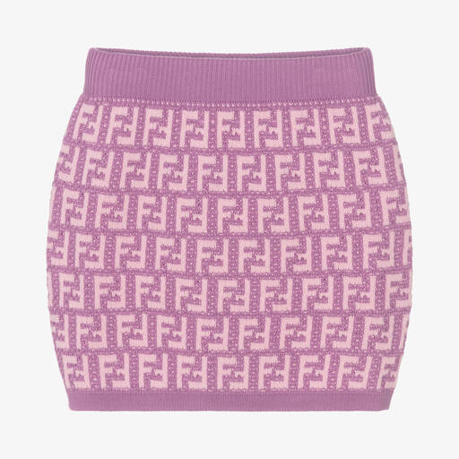 Fendi-Teen Girls Lilac FF Logo Cotton Skirt | Childrensalon