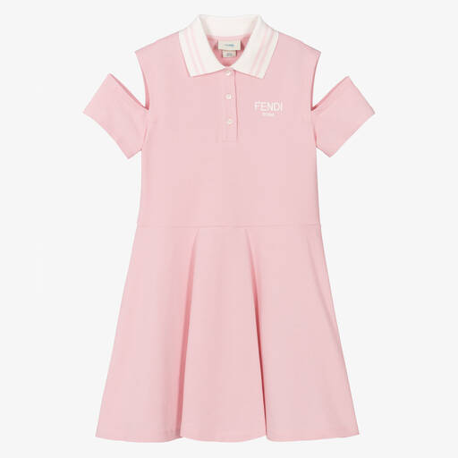 Fendi-Teen Girls Pink Cotton Polo Dress | Childrensalon