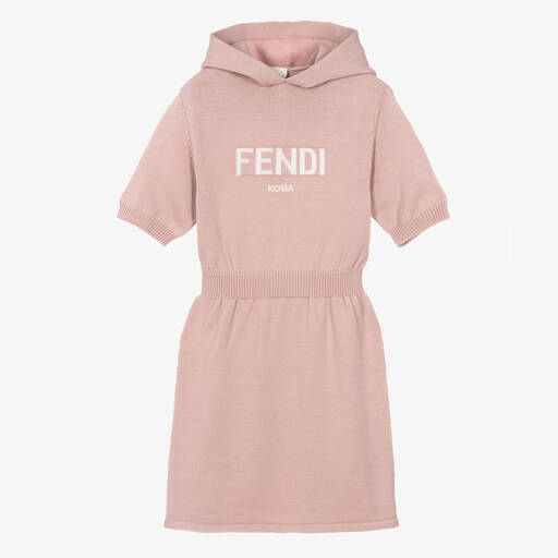 Fendi-Teen Girls Pink Knitted Wool Dress | Childrensalon