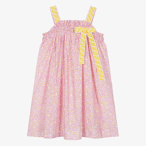 Fendi-Teen Girls Pink & Yellow Cotton Dress | Childrensalon
