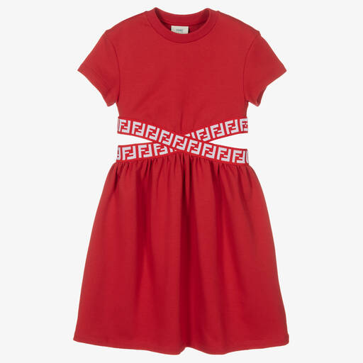 Fendi-Teen Girls Red FF Logo Dress | Childrensalon