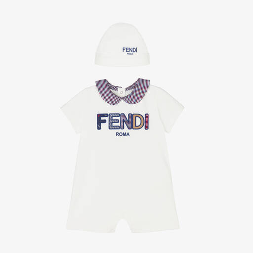 Fendi-White Logo Shortie Gift Set | Childrensalon