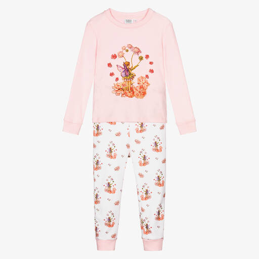 Flower Fairies™ by Childrensalon-Girls Pink & White Cotton Pyjamas | Childrensalon