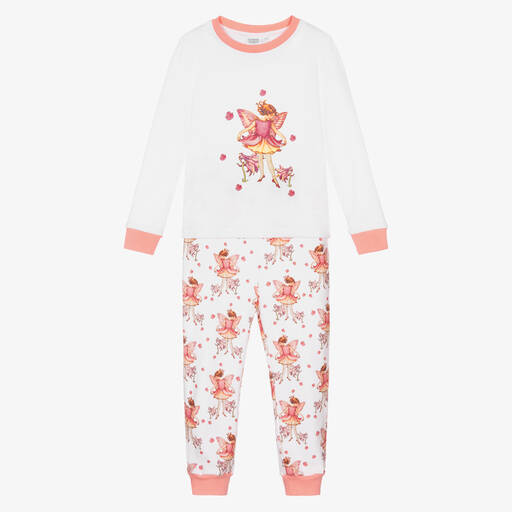 Flower Fairies™ by Childrensalon-Girls White Cotton Jersey Pyjamas | Childrensalon