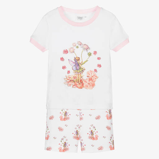 Flower Fairies™ by Childrensalon-Girls White Cotton Short Pyjamas | Childrensalon
