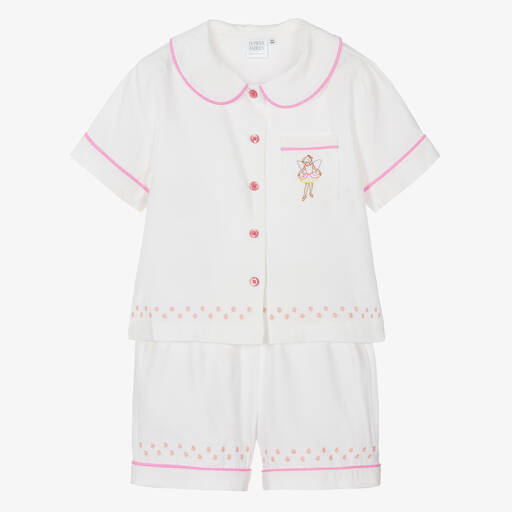 Flower Fairies™ by Childrensalon-Pyjama blanc en coton brodé fille | Childrensalon
