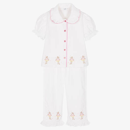 Flower Fairies™ by Childrensalon-Белая хлопковая пижама с вышивкой для девочек | Childrensalon